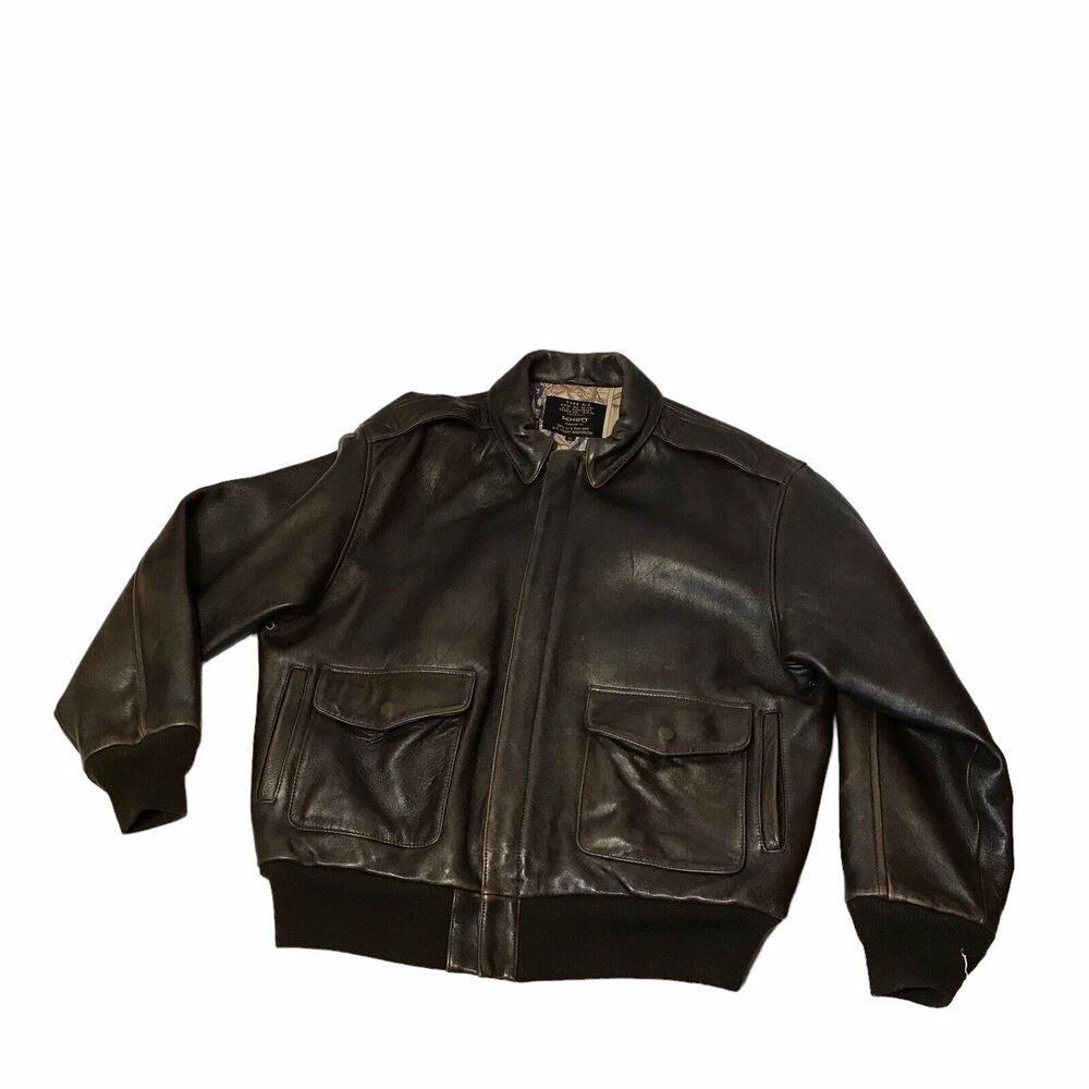 Schott‎ Type A-2 Leather WW2 Flight Jacket With Map Inlay, X Large, Dark Brown. - Picture 2 of 15